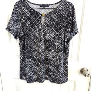 Adrianne Vittadini Black & White Blouse Size Large